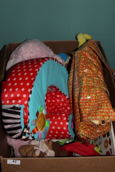Toy Lot - Plush Toys, Baby Bag, Baby Seat, Books, Blocks, Etc.