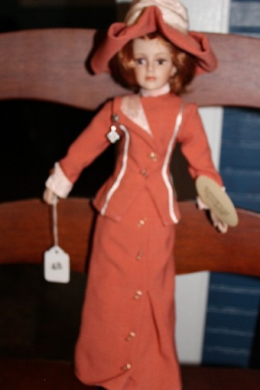Collectible Memories Porcelain Doll "Meredith" Red Dress/Top/Hat