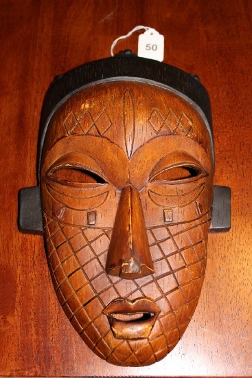 African Wall Décor Plaster Mask 12"