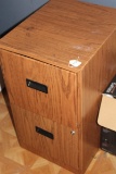 Wood Motif Metal 2-Drawer Cabinet w/ Lock