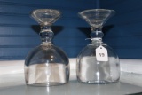 2 Large Spindle Neck Wine Glasses