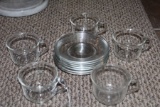 Arcoroc France Glass Set 7 Glass Saucers, 5 Glass Cups