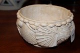 White Seashell Design/Motif Pattern Bowl Clay
