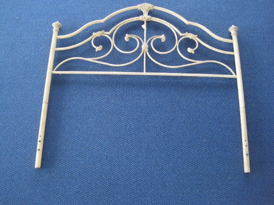Victorian Era Style Metal Frame Headboard Queen Size Antiqued Patina