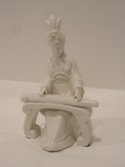 Porcelain Geisha Playing Stringed Instrument Figurine