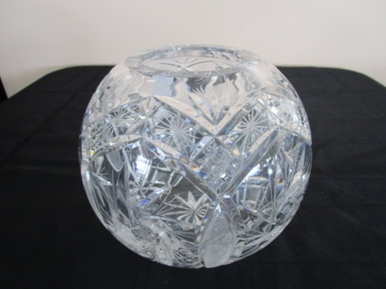 Crystal Glass Orb Vase, Hobnail/Hobstar Cut Pattern, Hobstar Base