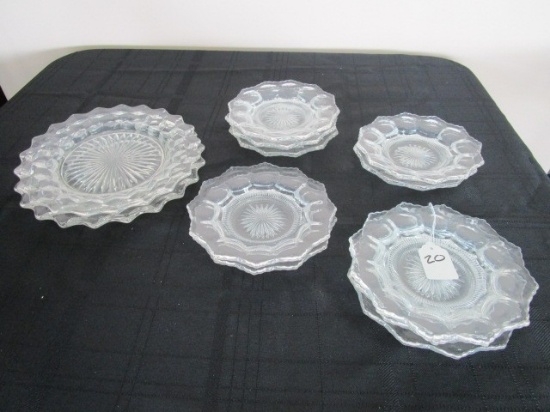 12 Star/Bead Rim Saucer Dishes Star Cut Base