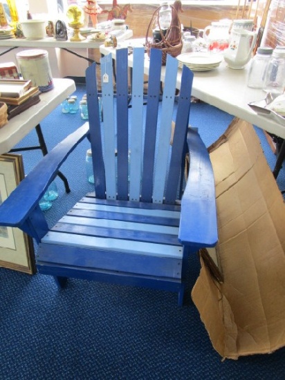 Blue Adirondack Wooden Deck Chair