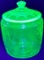 Anchor Hocking Depression Uranium Vaseline Glass Cookie Jar w/ Lid Cameo Ballerina Pattern