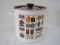 Enamelware Pot w/ Kitchen Motif Design, Lid & Handled Basket Strainer