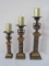 Set - 3 Resin French Inspired Urn on Plinth Base Pillar Candle Stands Black