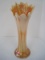 Rare Dugan Peach Opalescent Carnival Glass Swag Vase Pulled Loop Pattern