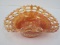 Fenton Marigold Carnival Glass Black Berry Spray/Basket Weave Patterns Bowl w/ Pierced Rim