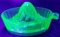 Depression Glass Green Uranium Vaseline Glass Juicer Reamer w/ Tab Handle & Pour Spout