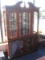 Traditional Style Lighted China Cabinet w/ Mirrored Back, Glass Shelves
