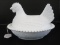 Milk Glass Hen on Nest Beaded Trim