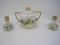 C.T. Porcelain Covered Sugar Bowl Salt/Pepper Shakers Hand Painted Yellow Roses Pattern