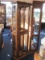 Charming Pine Country Style Lighted Curio w/ Mirrored Back, Glass Shelves & Trim Molding