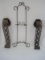 Lot - Pair Spanish Intricate Pierced Ribbon Design Metal Wall Votive Candle Holders