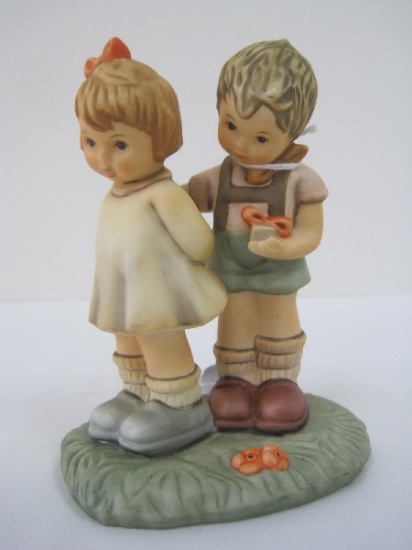 Goebel Hummel Bisque "Token of Love" Boy Giving Girl A Gift Figurine © 1996