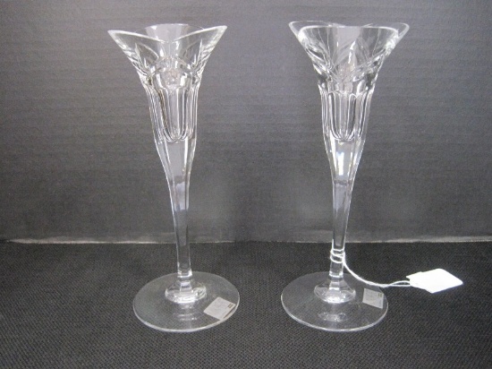 Pair - Mikasa Crystal Stem Etched Candlesticks