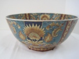 Oriental Accent Semi-Porcelain Footed Center Bowl Hand Painted Vase