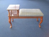 Rose Hill Co. Queen Anne Style Upholstered Seat Bench w/ 2 Tier Table