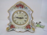 Lanshire Movement Porcelain Floral Spray Hand Painted Accent Electric Clock