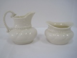 Pair - Lenox China Colonial Collection Design Handled Creamer & Open Sugar Bowl