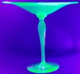 Elegant Fostoria Uranium Vaseline Glass Stemmed Compote