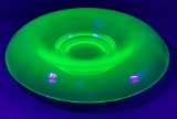 Depression Glass Green Uranium Vaseline Console Bowl w/ Flared Rim