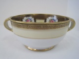 Noritake Porcelain Hand Painted Double Handled Footed Bowl Wild Flowers/Gilted Trim