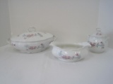 5 Pieces Graves China Serving Pieces Rochester Pink Flowers/Blue Bows/Ribbon Design