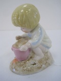 Heartline Porcelain Boy w/ Sand Bucket 2 Years Old Birthday Figurine