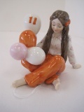 Heartline Porcelain Girl Sitting Holding Balloons 11 Years Old Birthday Figurine