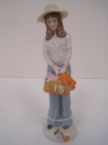 Heartline Porcelain Girl Holding Flower Basket 15 Years Old Birthday Figurine