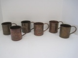 6 Copper Moscow Mule Mugs w/ Square Logo Emblem