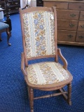 Pine Victorian Era Style Rocker w/ Upholstered Back/Seat