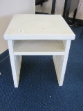 Painted White Wooden Table w/ Shelf Open Base