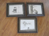 Set - 3 Comical Witty Golfer Prints Titled 