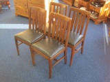 Set - 4 Oak Chairs w/ Vinyl Upholstered Seats