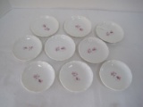 9 Porcelain Graves Rochester Butter Pats w/ Pink Flowers Pattern