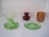 Lot - Marigold Carnival Glass Hobstar Pattern Dish 4