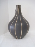 Living Quarters Ceramic Brown/Beige Stripe Bulbous Shape Vase