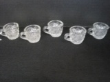 5 Miniature Pressed Glass Hobstar Pattern Punch Cups