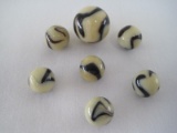 Shooter Marble w/ 6 Matching Marbles Slag Design