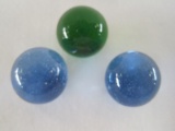 3 Shooter Marbles Emerald Color 2 Celestial Light Blue Color