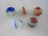 5 Milk Glass Slag Design Marbles