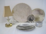 Lot - Wendell August Forge Rose Relief Covered Trinket Box, Pittsburgh Cityscape Oval Dish