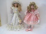 Dynasty Doll Collection Porcelain Marietta Doll No.D1269 in Pink Dress & Fashion Porcelain Doll